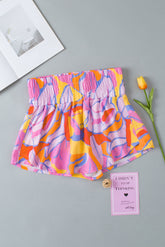 Contrast Print Elastic Waist High Waist Shorts OutfitFlow